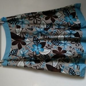 Van Heusen blue and brown floral skirt size 6